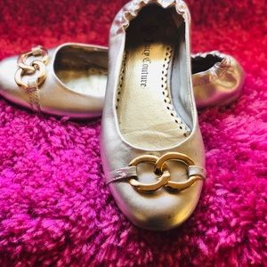 Juicy Couture size 4 silver slip ons